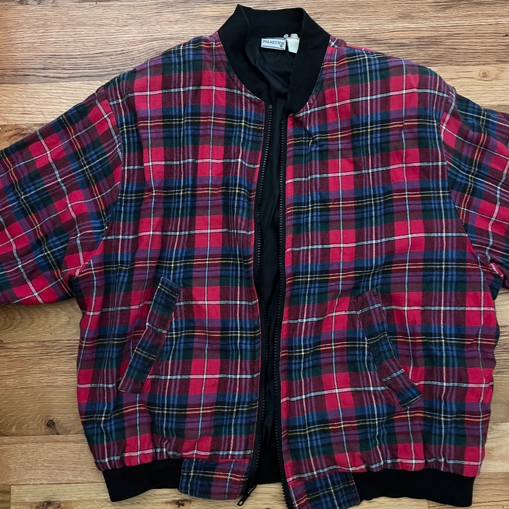 Vintage Plaid Full Zip Up Jacket